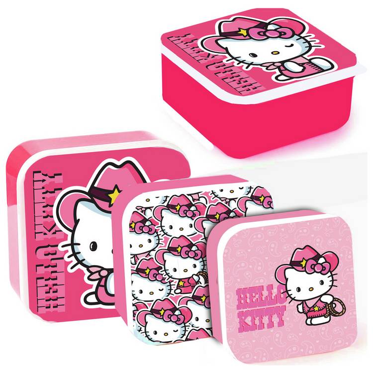 Hello Kitty 3 piece snack pots (British brand)