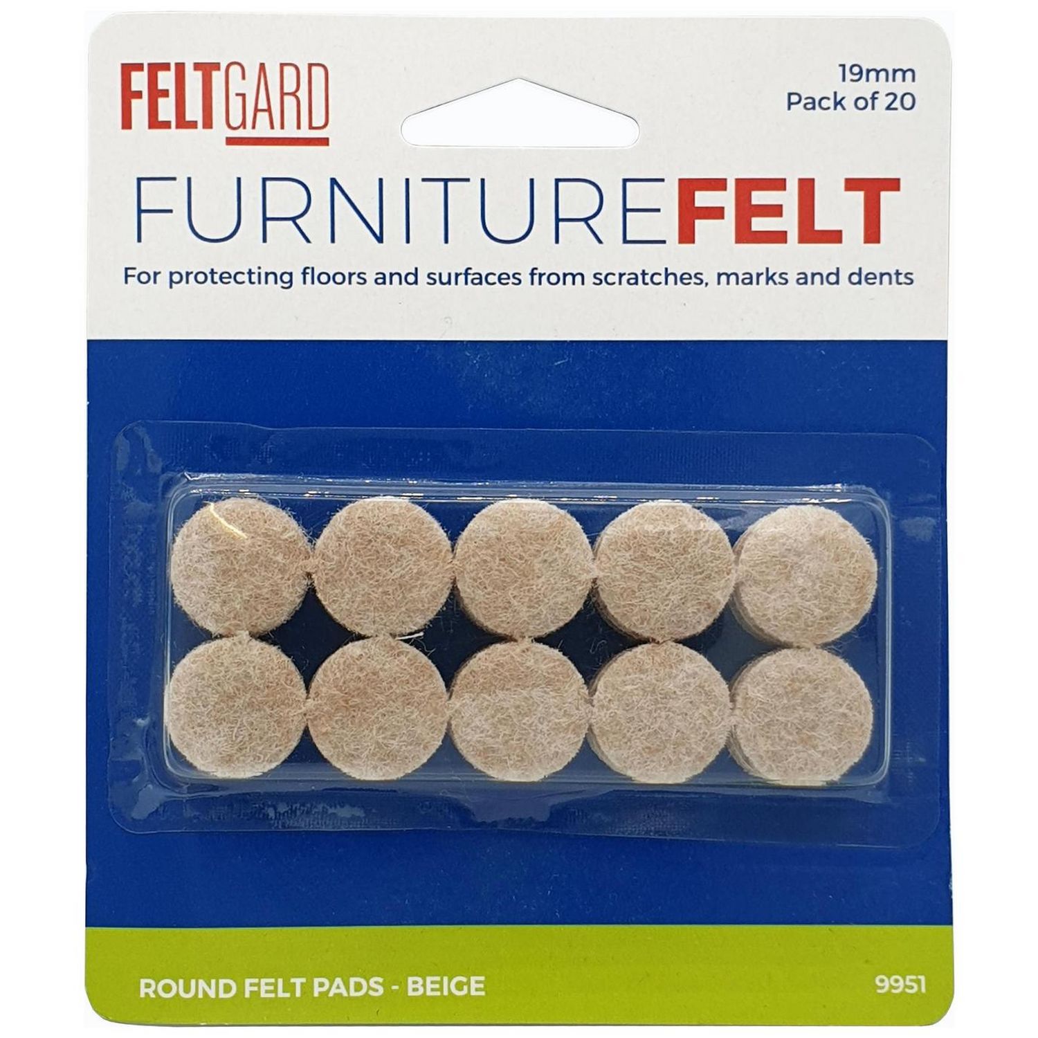 Felt Gard felt protective pads 19mm round 20 pack - British product