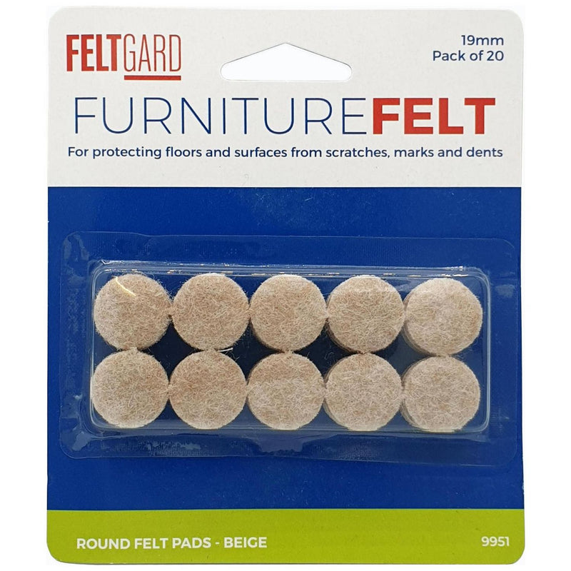 Felt Gard felt protective pads 19mm round 20 pack - British product