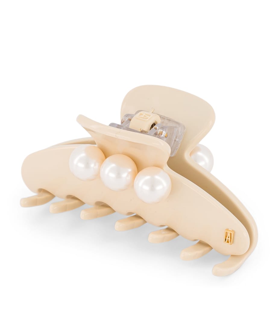 Alexandre de Paris oversize pearl-detail claw hair clip 8.5cm, imported from the UK