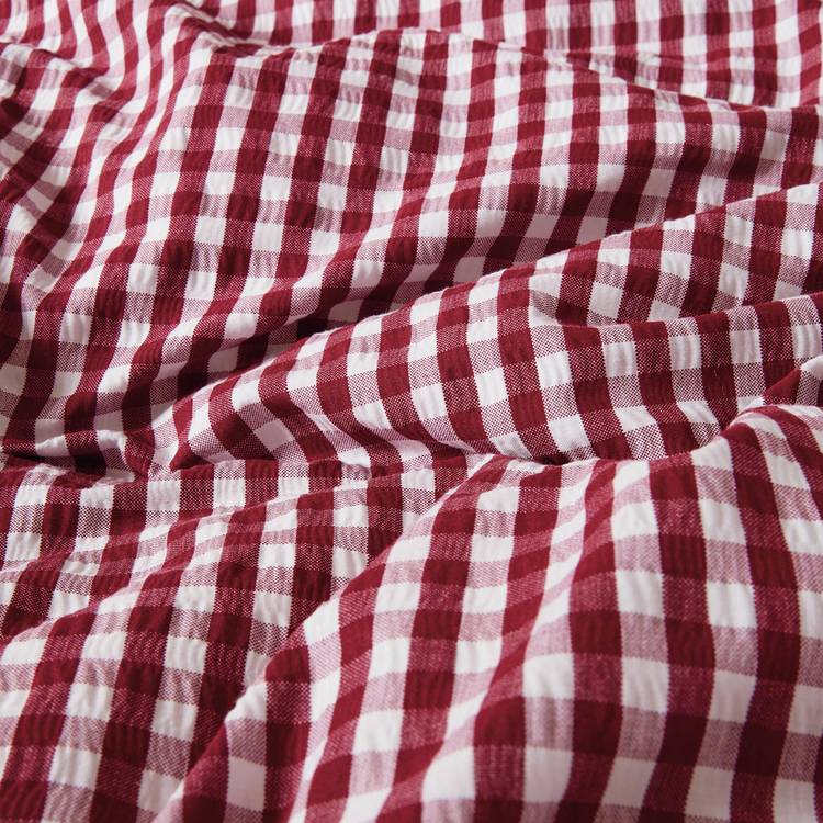 Habitat Gingham Seersucker Burgundy bedding set single - British product