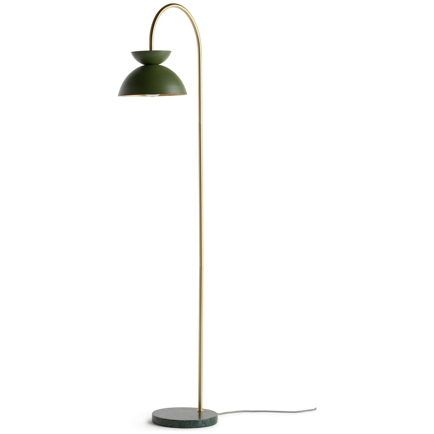 Habitat green floor lamp with marble base, imported from the UK