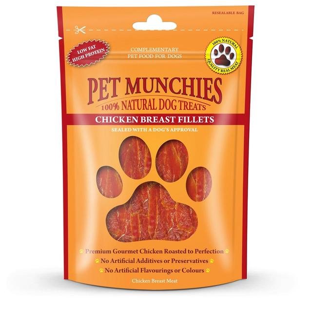 Pet Munchies 100% Natural Chicken Breast Fillets Dog Treats   100g