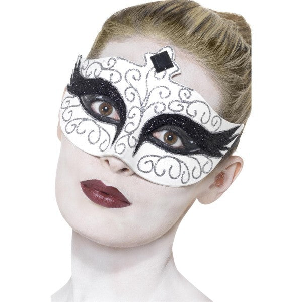 Smiffys Gothic Swan Eyemask with white tie sides (British brand)