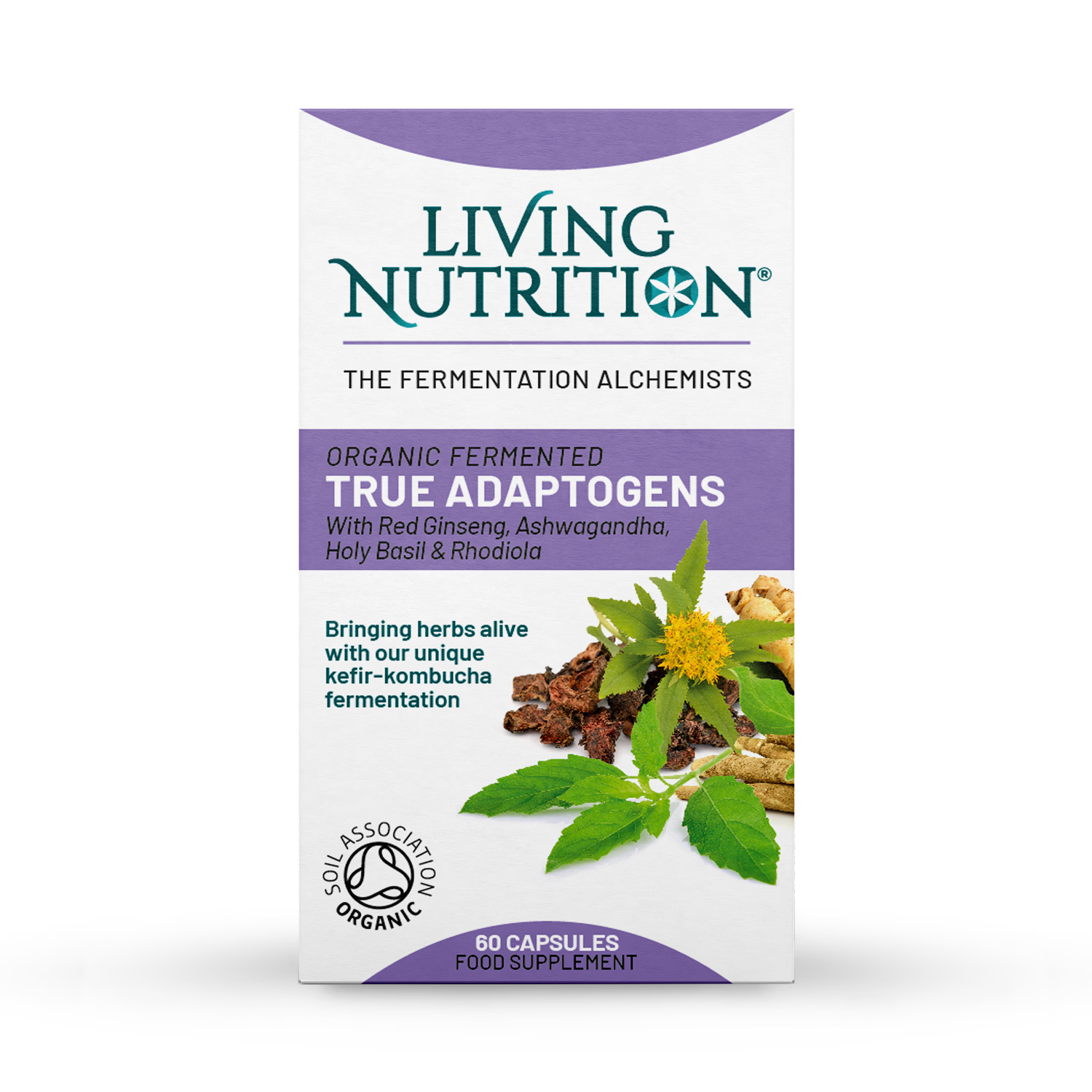 Living Nutrition Organic Fermented True Adaptogens 60 Capsules