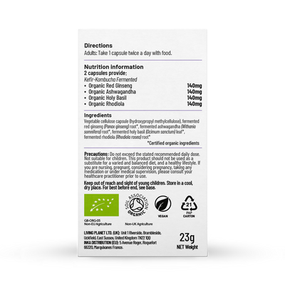 Living Nutrition Bio fermentierte echte Adaptogene 60 Kapseln