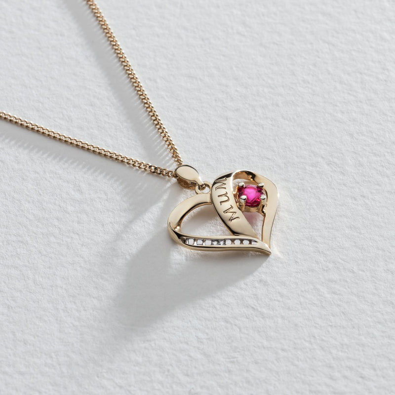 Moon & Back mum heart gold plated silver pendant with chain, UK version