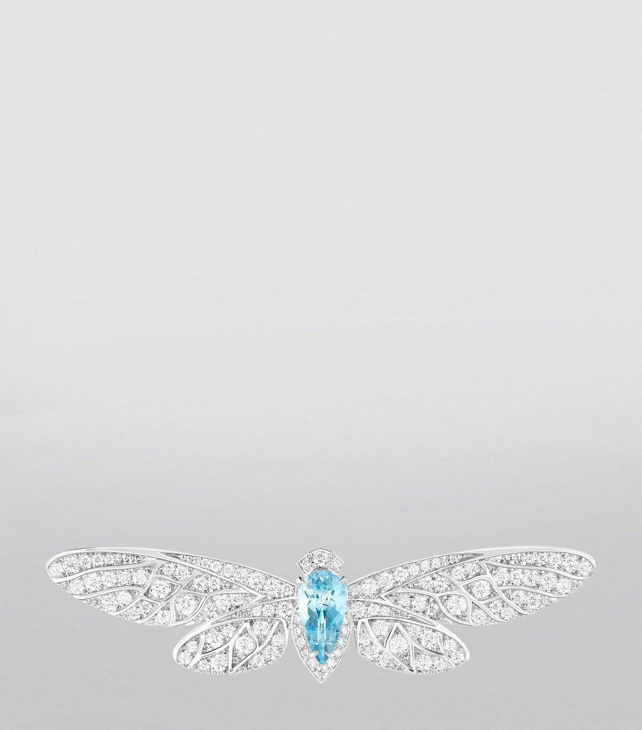 Boucheron Cicada ring white gold diamonds aquamarine (British brand)
