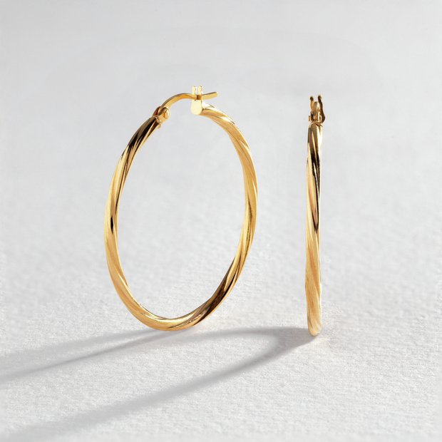 Revere 9ct gold twist creole hoop earrings, UK version