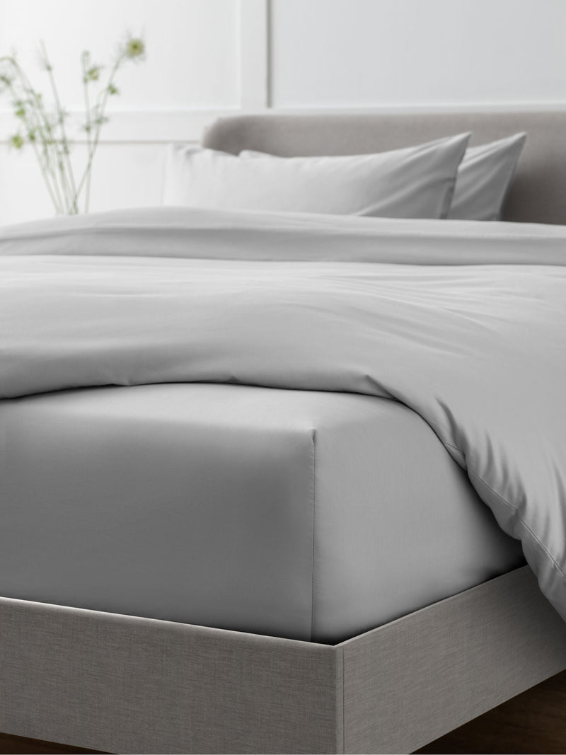 Silver Grey Egyptian Cotton Sateen Fitted Sheet (British brand)