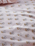 Pink Block Floral Polycotton Duvet Cover and Pillowcase, imported from the UK