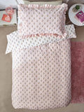 Pink Block Floral Polycotton Duvet Cover and Pillowcase, imported from the UK