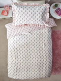 Pink Block Floral Polycotton Duvet Cover and Pillowcase, imported from the UK