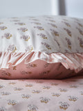 Pink Block Floral Polycotton Duvet Cover and Pillowcase, imported from the UK