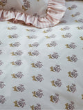 Pink Block Floral Polycotton Duvet Cover and Pillowcase, imported from the UK