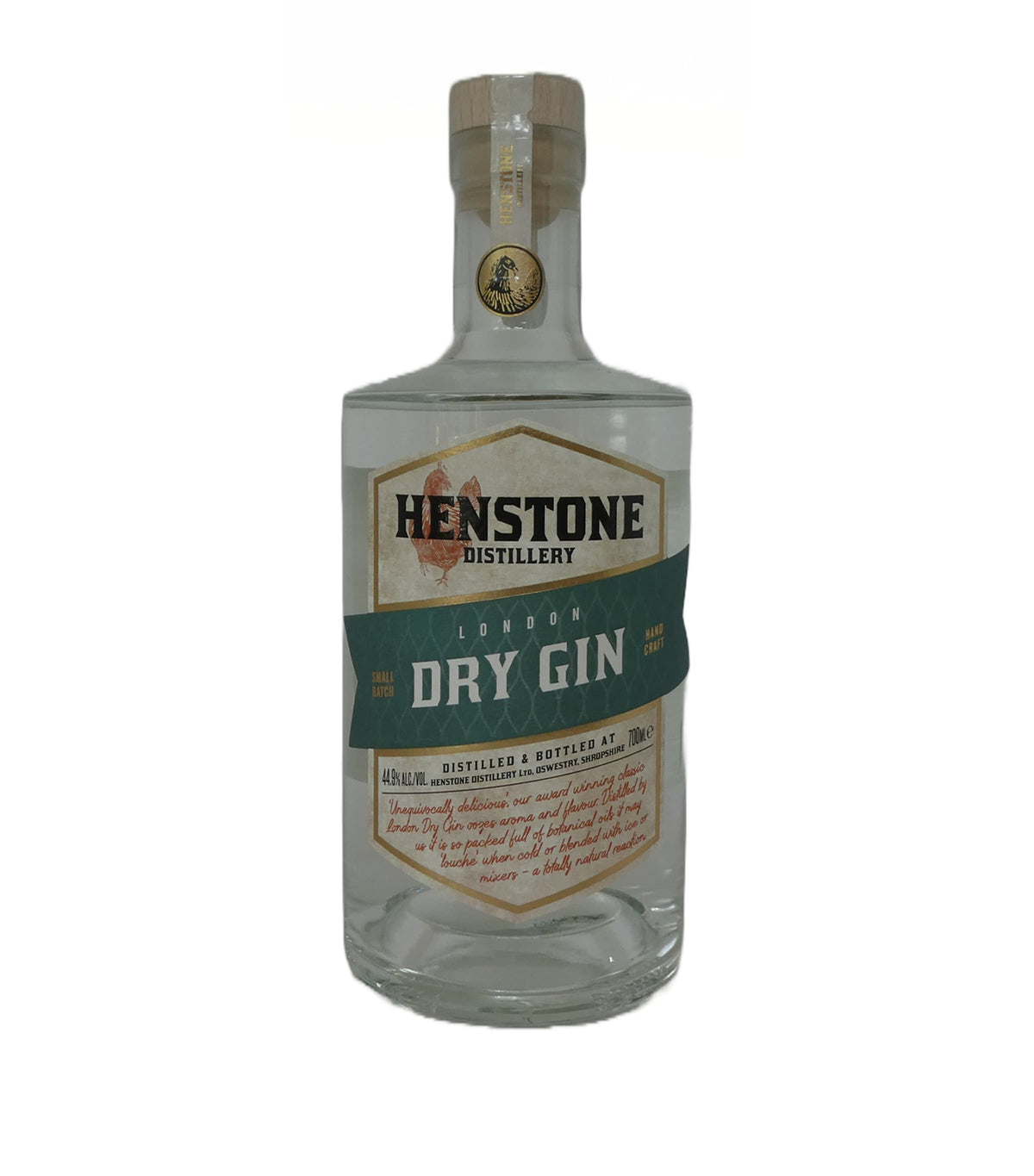 HENSTONE London Dry Gin 70cl, UK version