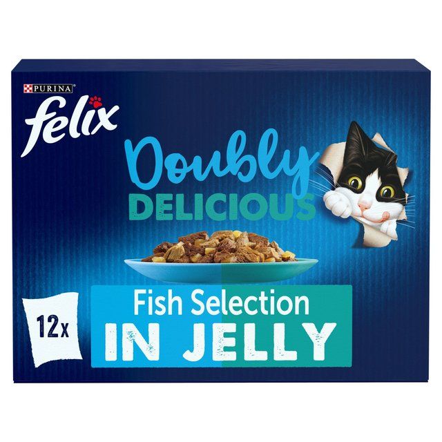 Felix Doubly Delicious Fish Selection in Jelly Wet Cat Food   12 x 100g GOODS M&S   