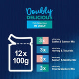 Felix Doubly Delicious Fish Selection in Jelly Wet Cat Food   12 x 100g GOODS M&S   