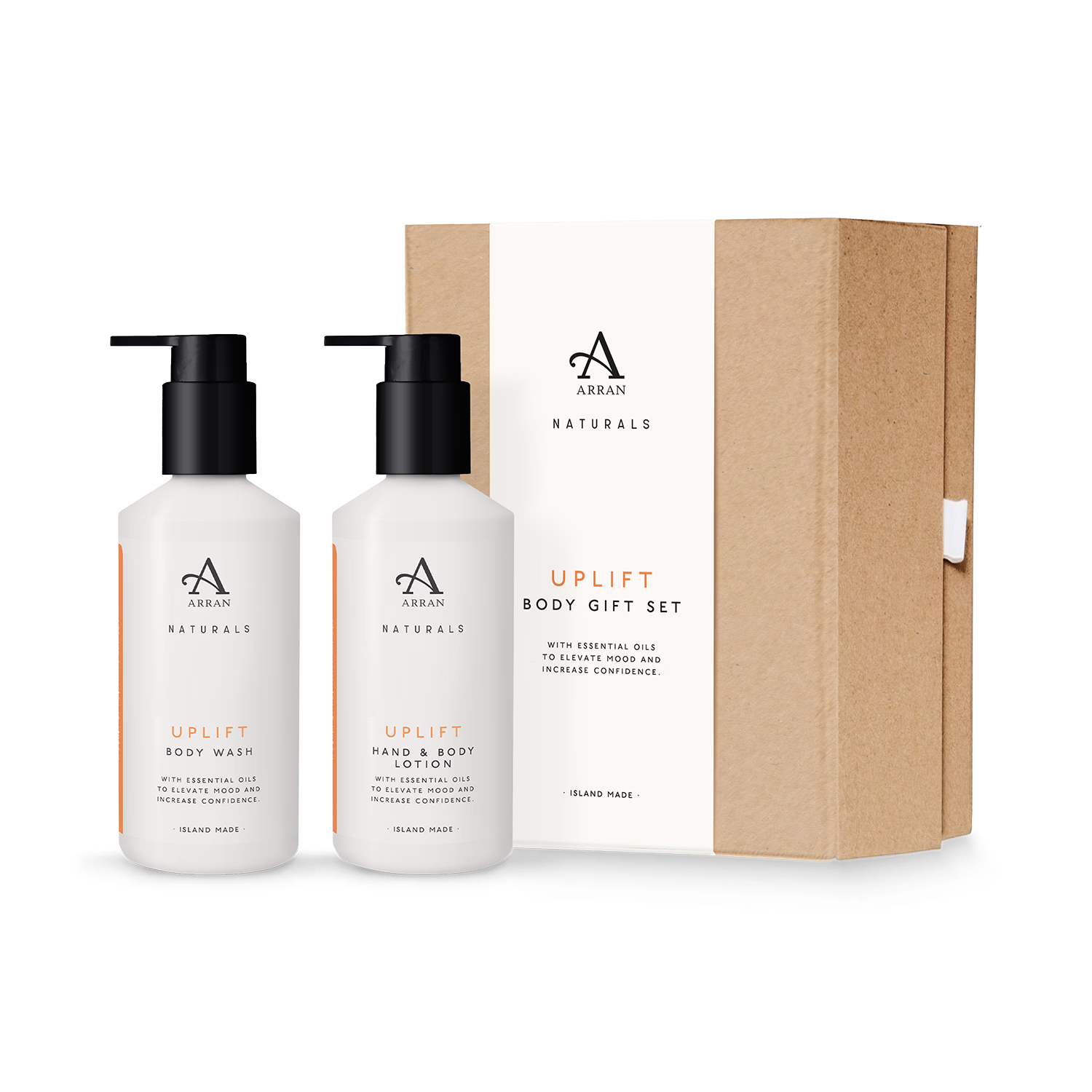 Arran Naturals Uplift gift set bergamot grapefruit 2x250ml, imported from the UK