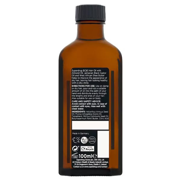 Superdrug Almond Hair Oil with Black Castor 100ml (British brand)