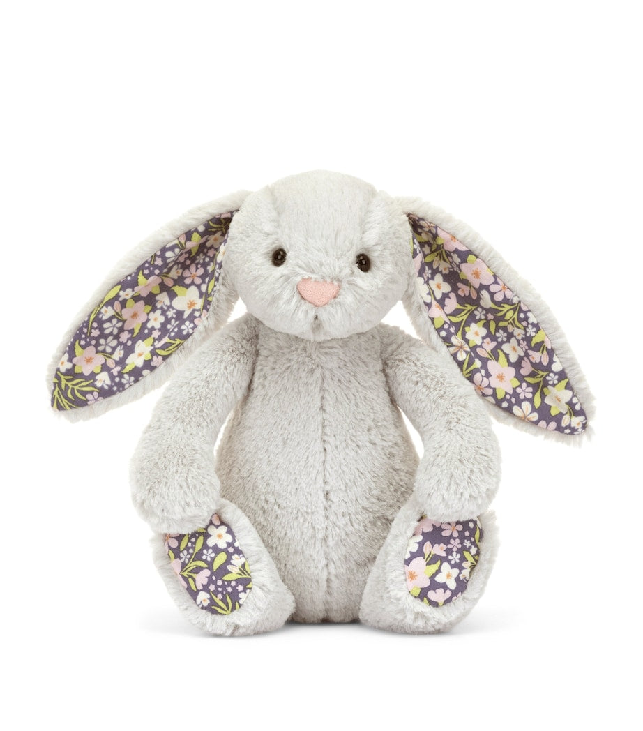Jellycat Little Blossom Silver Bunny Bloom 18cm soft toy, imported from the UK