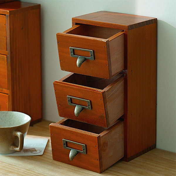 Livingandhome retro wooden drawer organizer with three drawers, imported from the UK