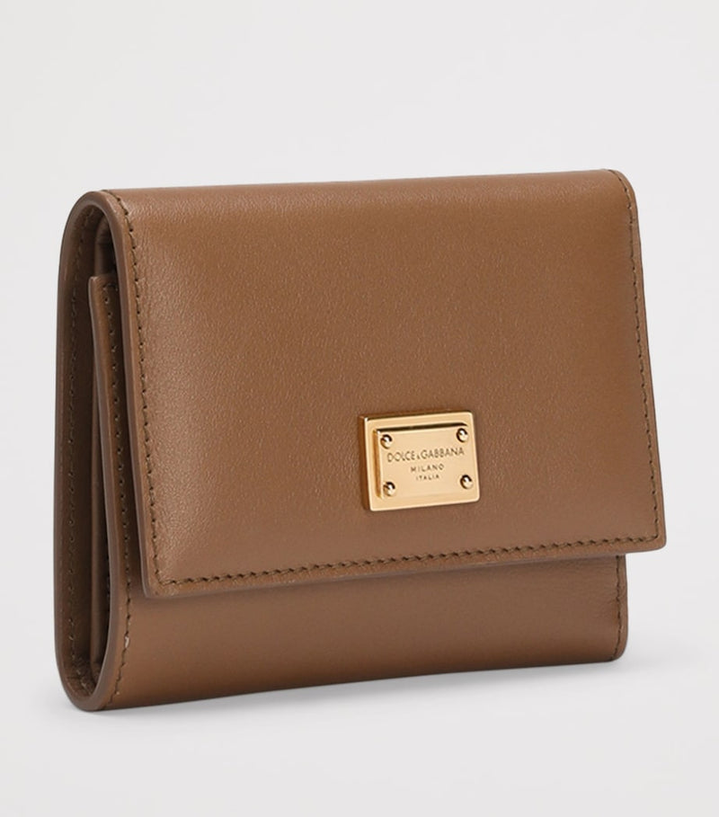 Dolce&Gabbana grained calfskin French flap wallet tan (British brand)