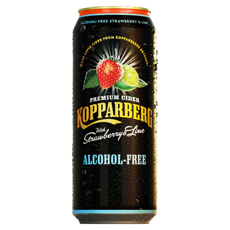 Kopparberg alcohol-free strawberry lime cider 500ml can, imported from the UK