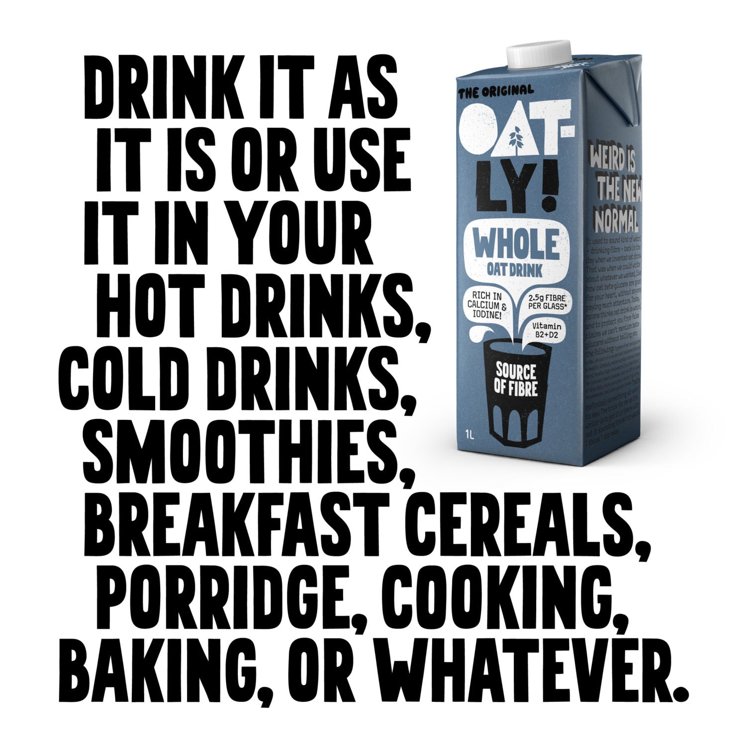 Oatly Original Whole Oat Drink 1L, imported from the UK