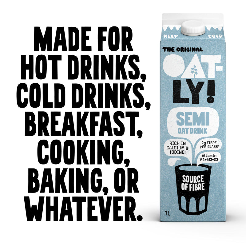 Oatly Original Oat Drink Semi 1L, imported from the UK