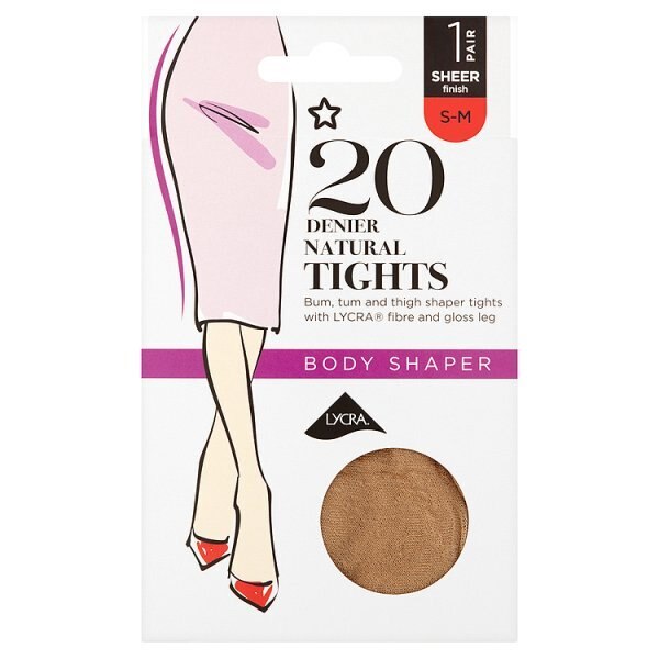 Superdrug 1 Pack 40 Denier Shaper Tights Natural S/M