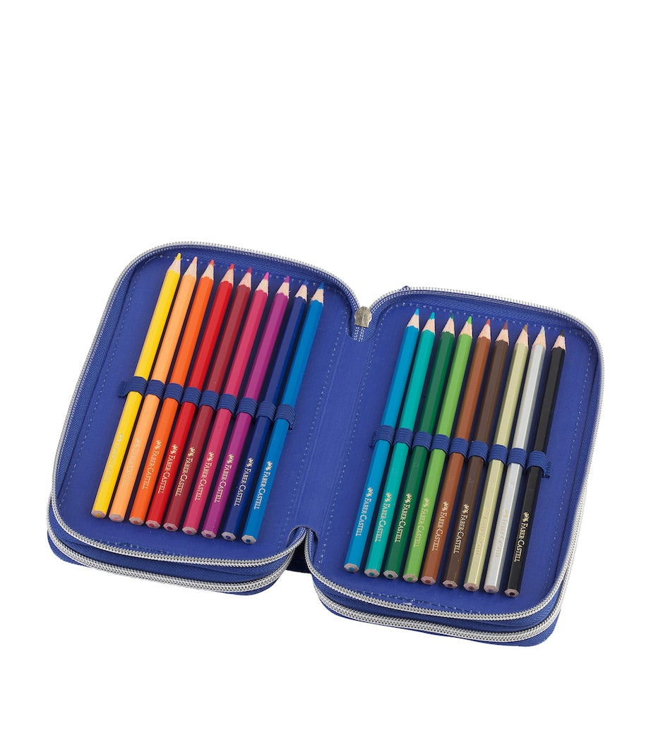 Faber-Castell dinosaur-themed triple decker pencil case with stationery set - British product