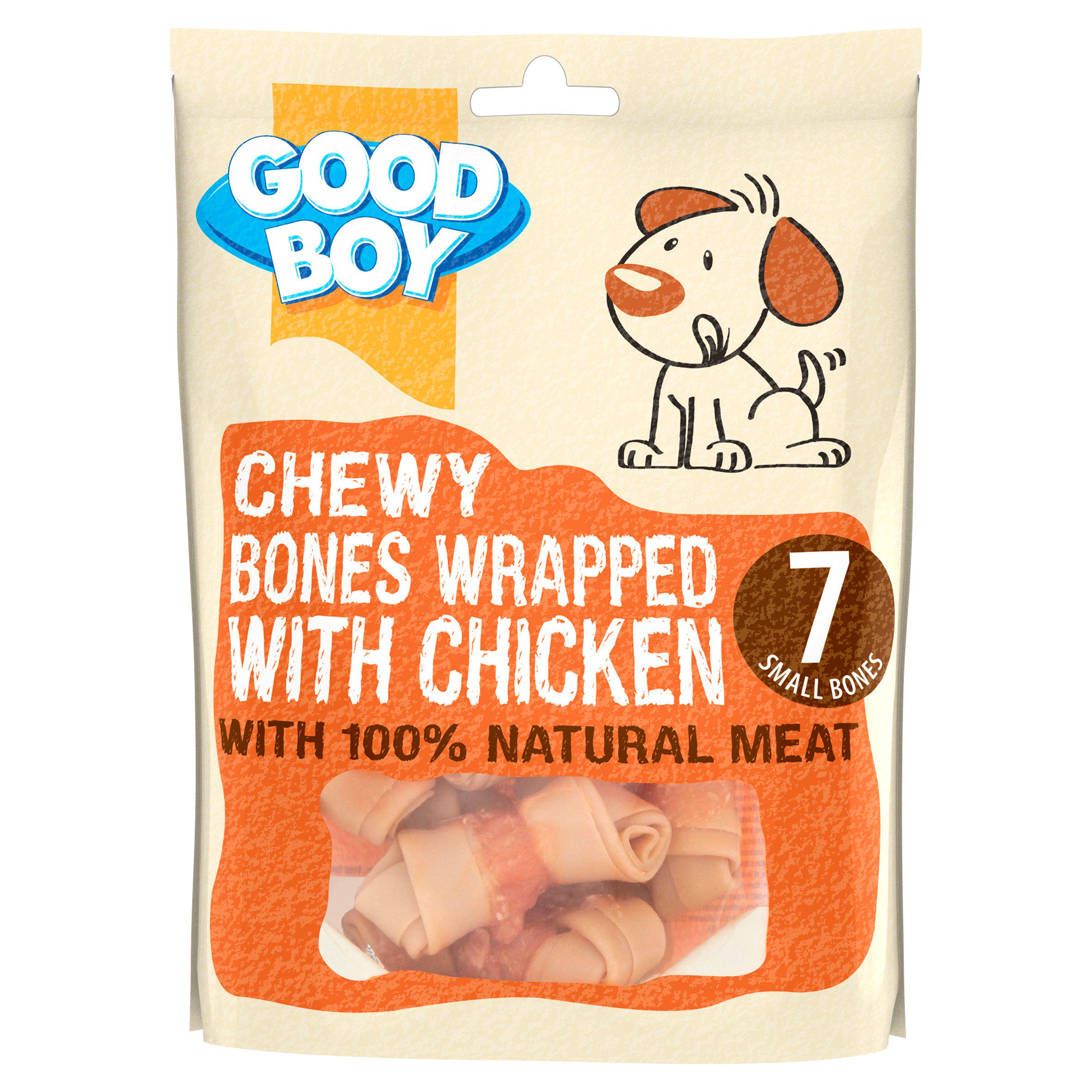 Good Boy Pawsley & Co Chewy Bones Wrapped with Chicken Dog Treats 7 Pieces Dog chews Sainsburys   