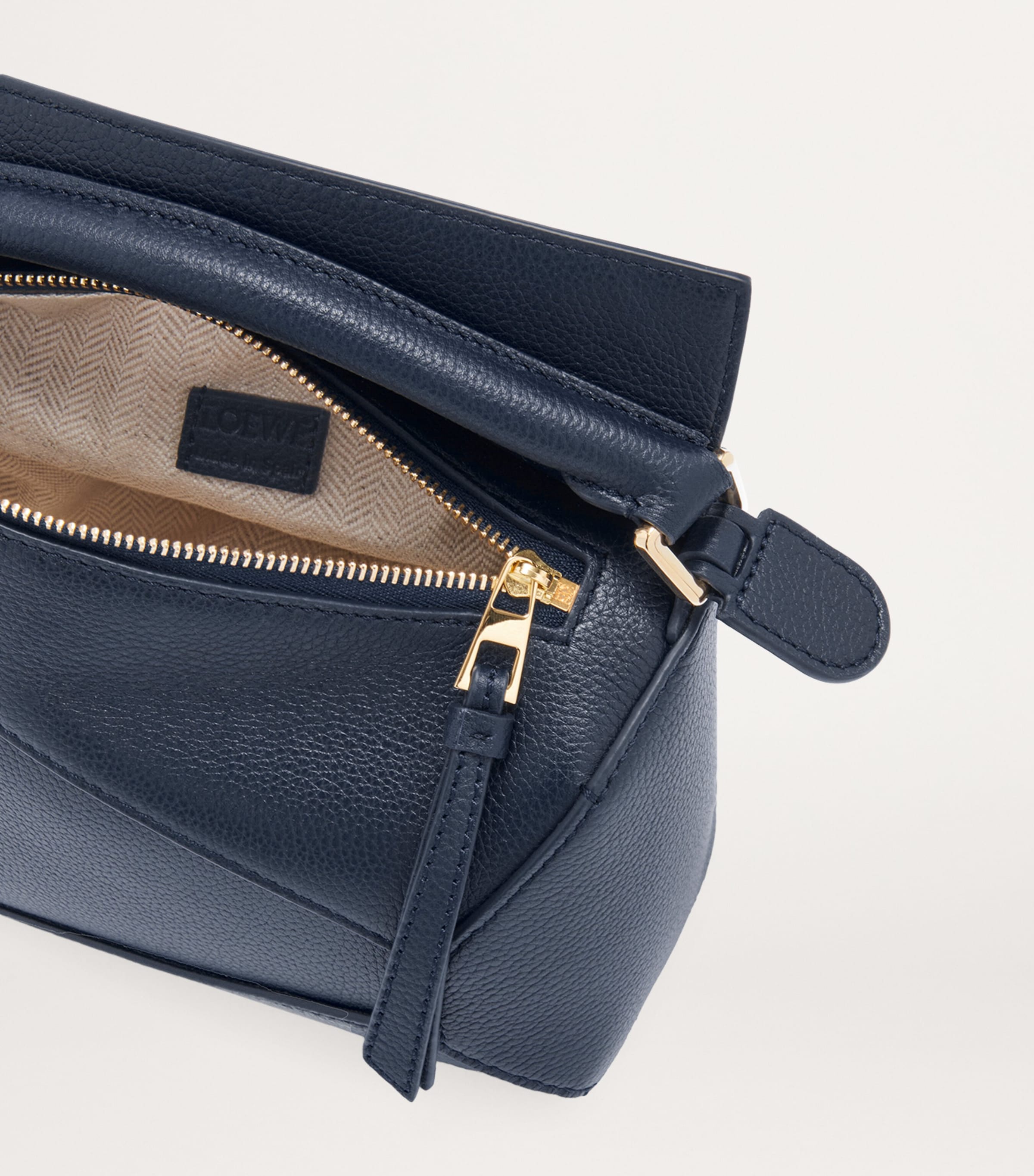 LOEWE Mini Puzzle Edge top-handle bag in calfskin, imported from the UK