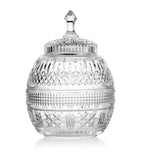 Waterford Crystal Mastercraft cookie jar with intricate pattern, 33.5cm height (British brand)