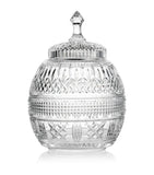 Waterford Crystal Mastercraft cookie jar with intricate pattern, 33.5cm height (British brand)