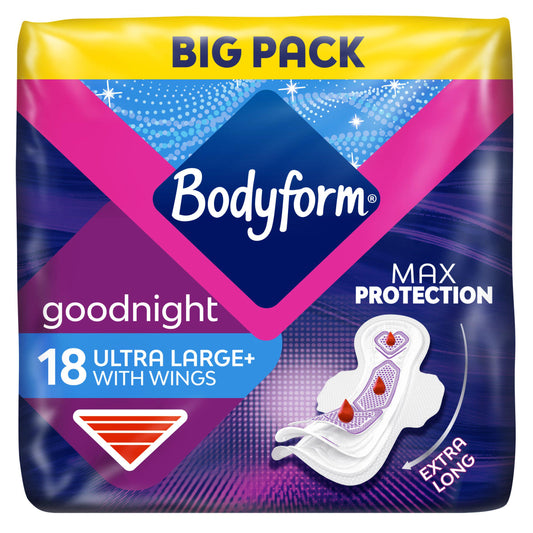 Bodyform Ultra Night Sanitary Towels Wings x18 bladder weakness Sainsburys   
