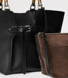 Ralph Lauren Collection leather tote bag with wooden handles, imported from the UK