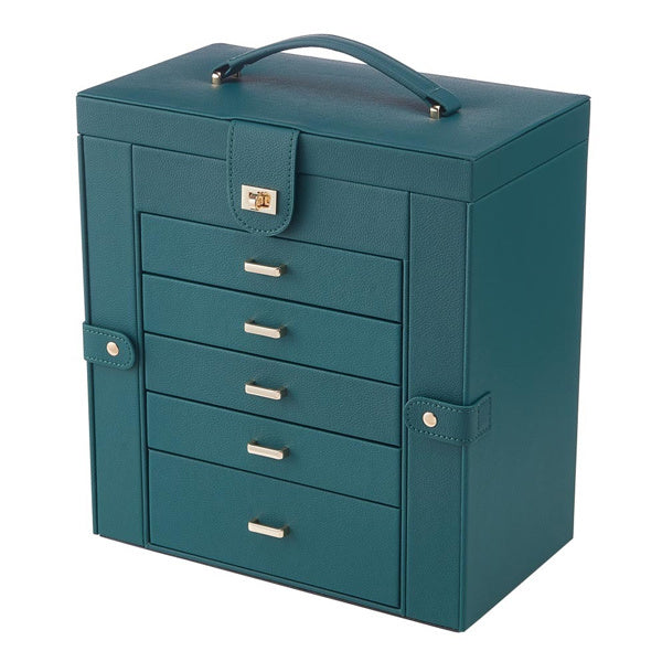 Livingandhome green jewellery box with mirror and drawers, UK version