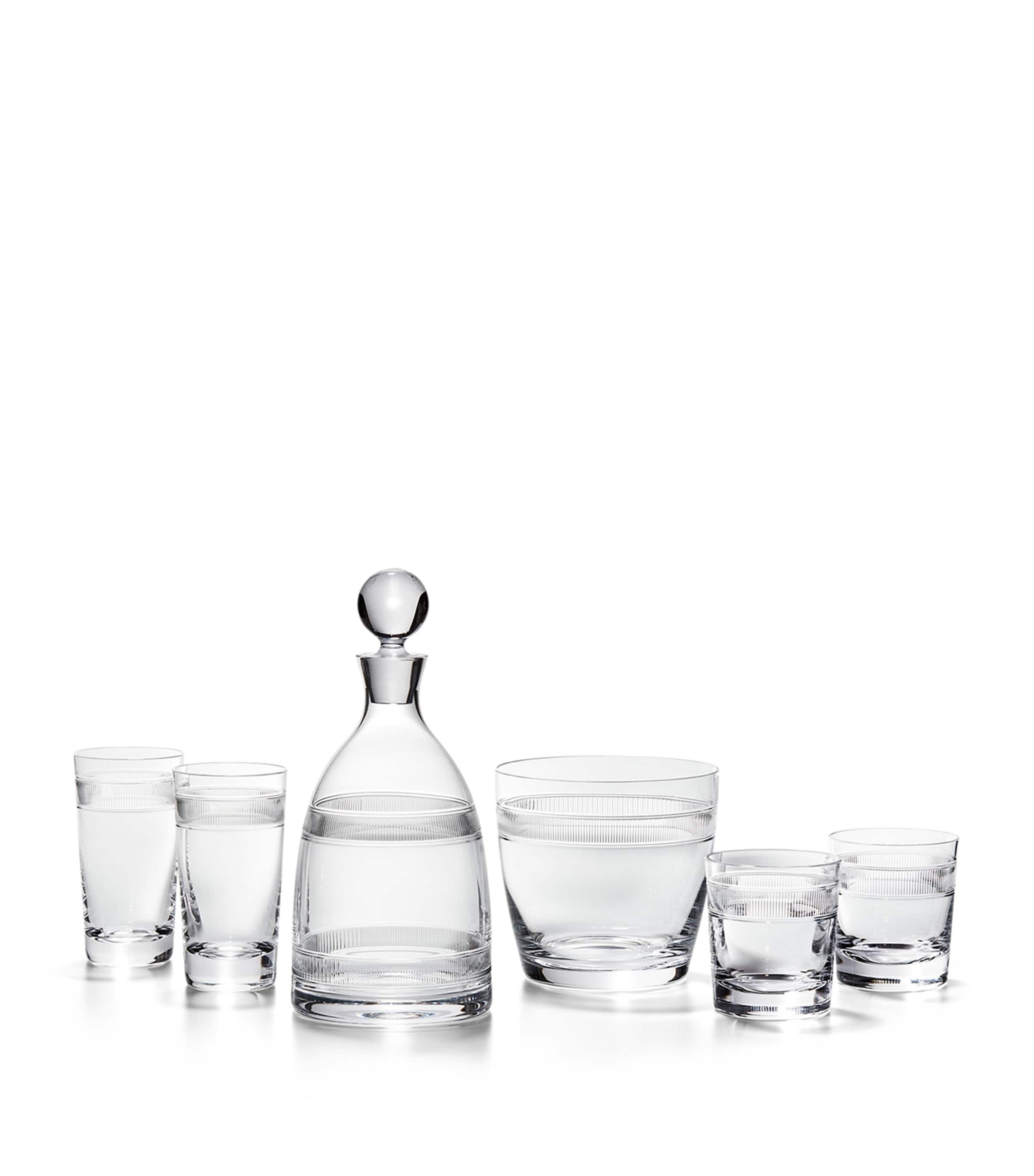 Ralph Lauren Langley crystal ice bucket with etched design, imported from the UK