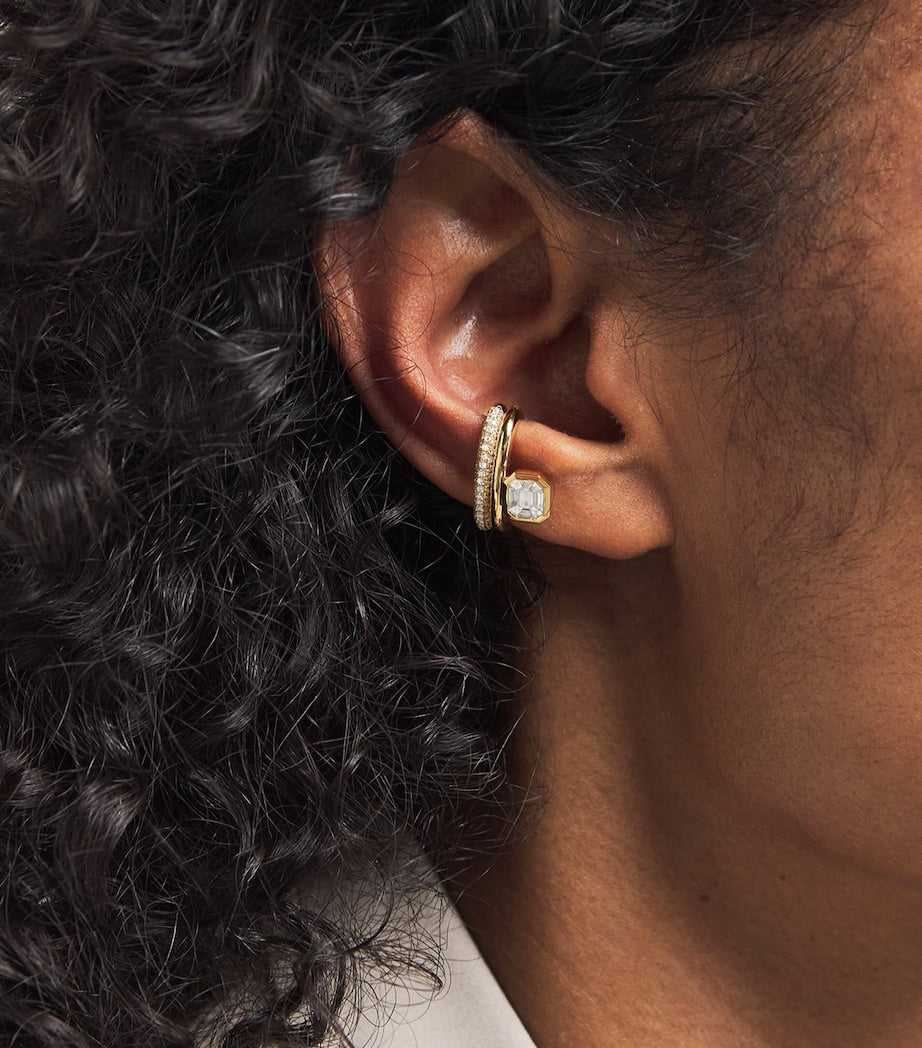 SHAY yellow gold diamond floating ear cuff, UK version