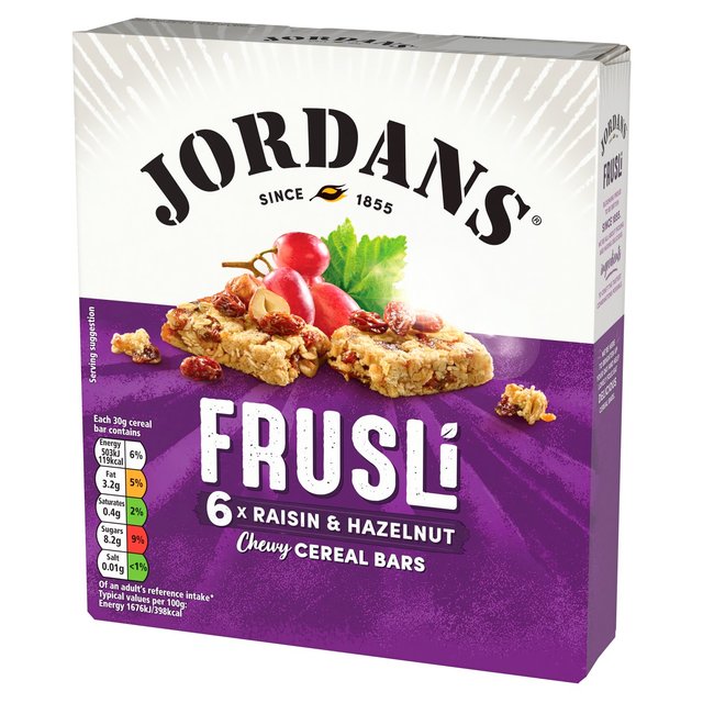 Jordans Raisin & Hazelnut Frusli Cereal Bars   6 x 30g