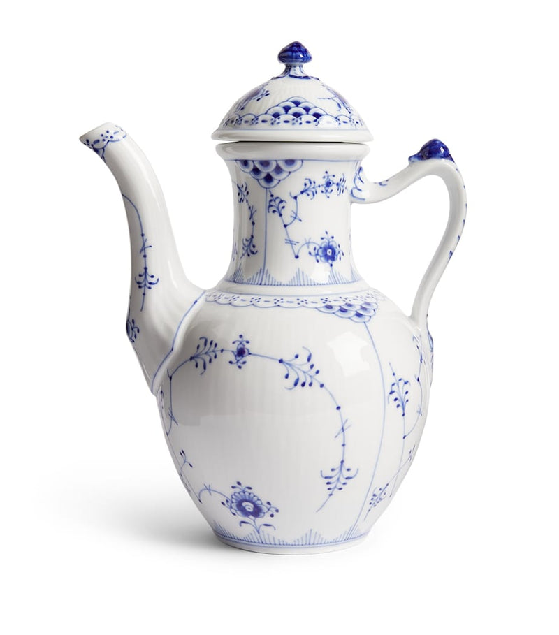 Royal Copenhagen Blue Fluted Half Lace porcelain coffee pot, imported from the UK