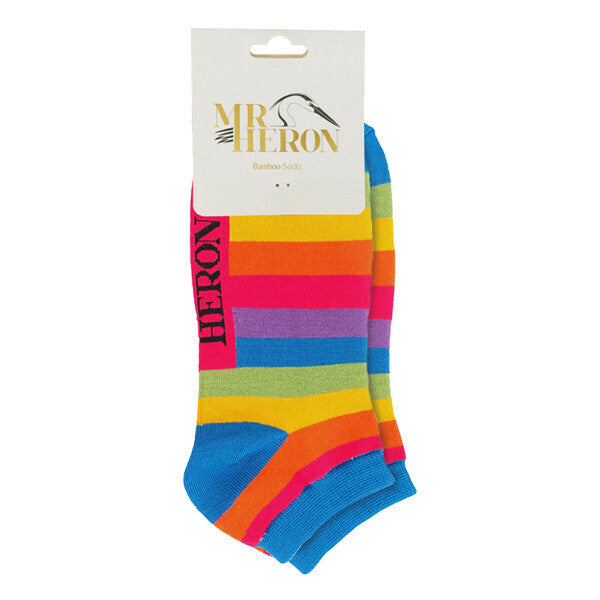 Mr Heron Mens Bamboo Rainbow Trainer Socks 6-11 UK GOODS Superdrug   