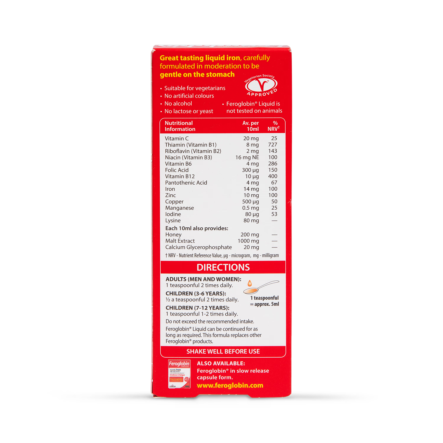 Vitabiotics Feroglobin liquid iron supplement 200ml (British brand)
