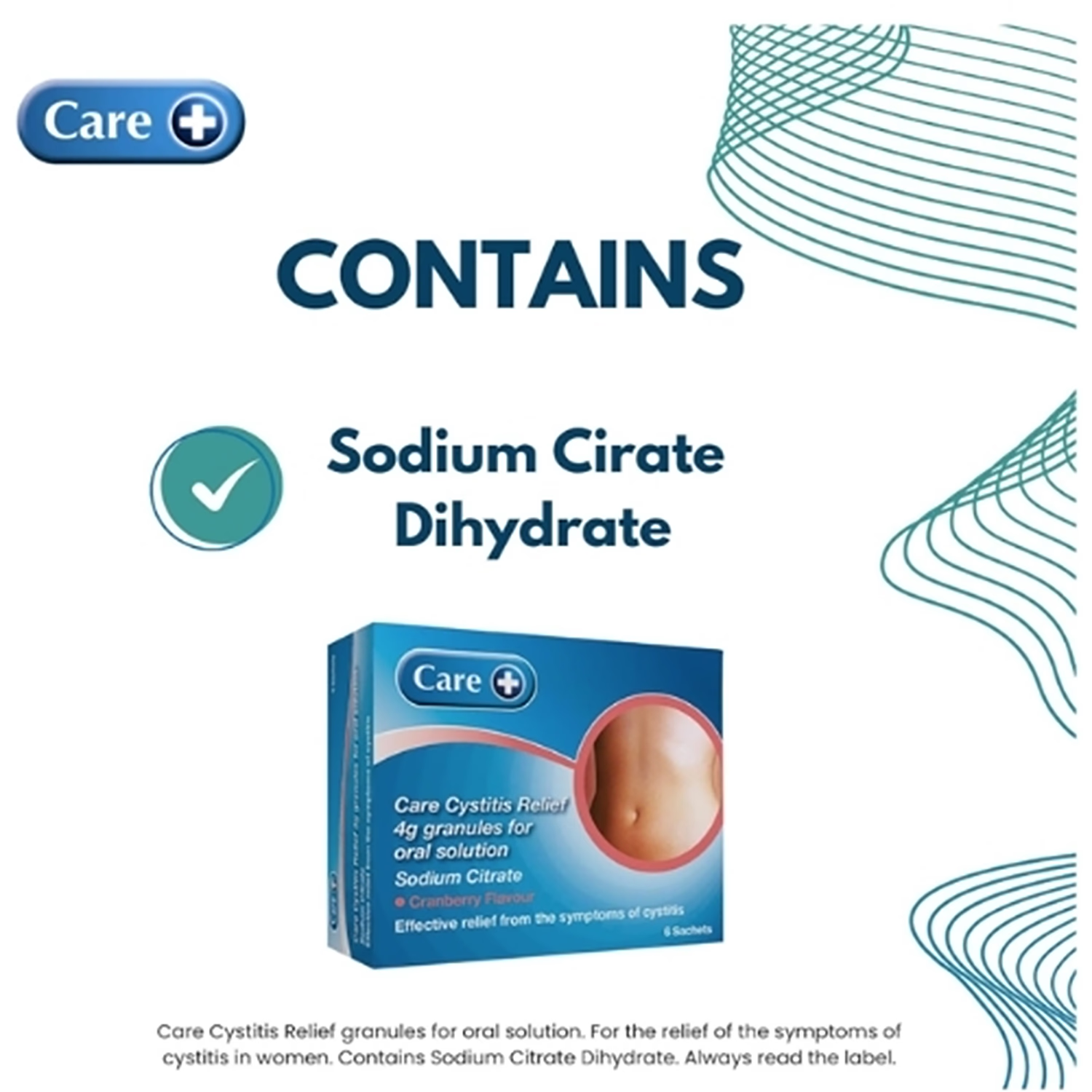 Care cystitis relief granules 4g for oral solution (British brand)