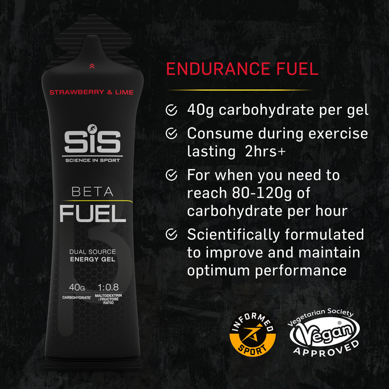 Science in Sport Beta Fuel Energy Gel Strawberry Lime 40g, imported from the UK