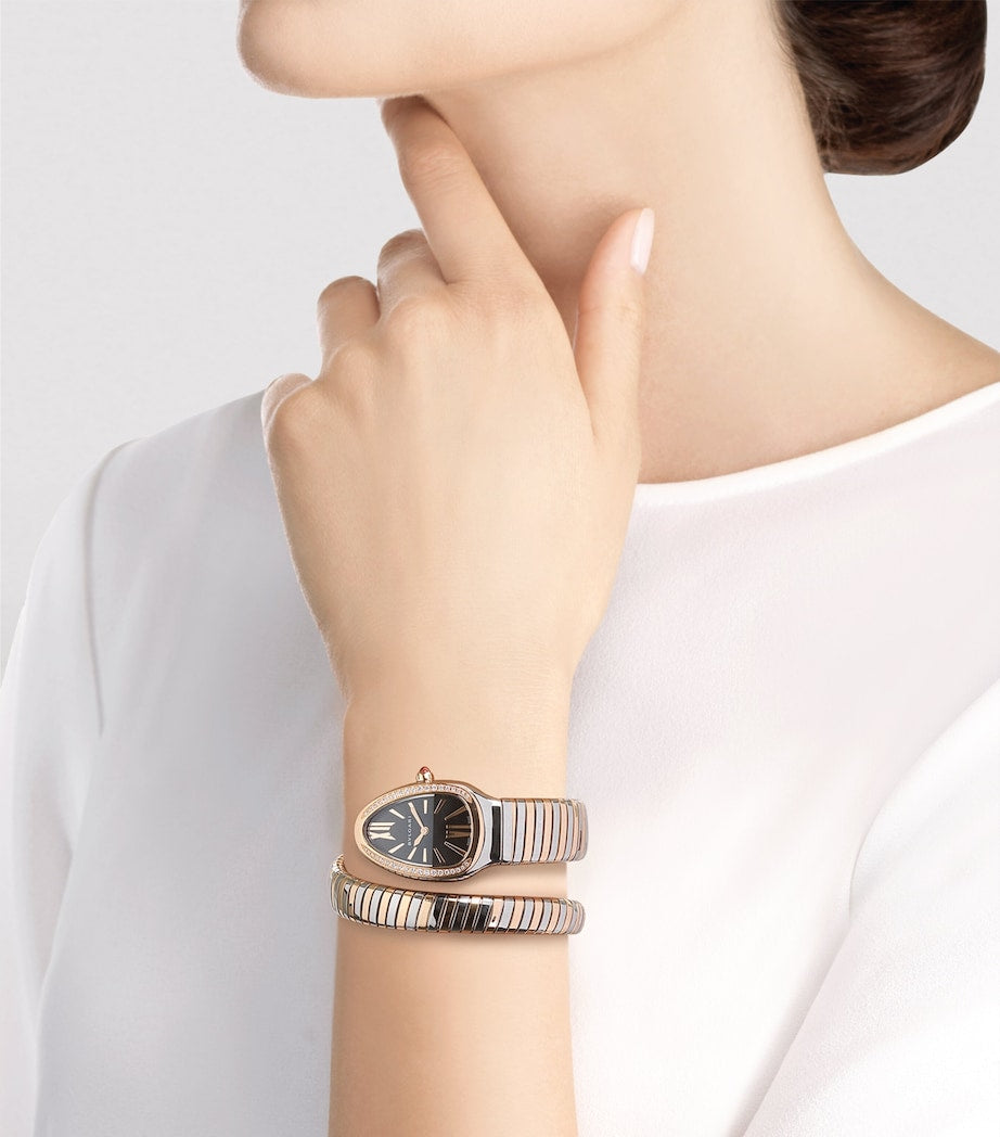 Bvlgari Serpenti Tubogas watch 35mm rose gold stainless steel (British brand)