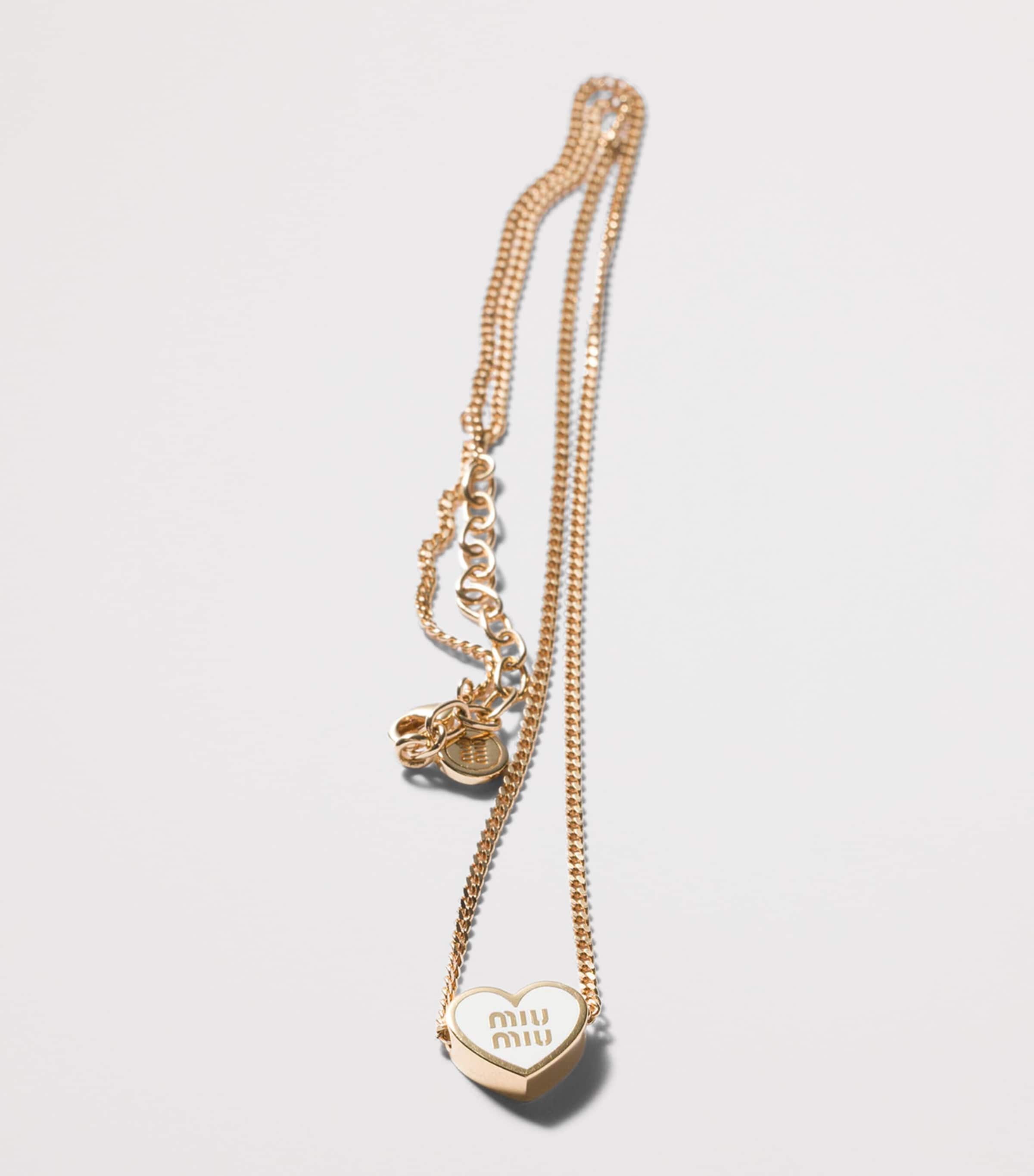 Miu Miu enamel heart pendant necklace chain, imported from the UK