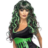 Smiffys Blood Drip Monster Wig black green curly (British brand)